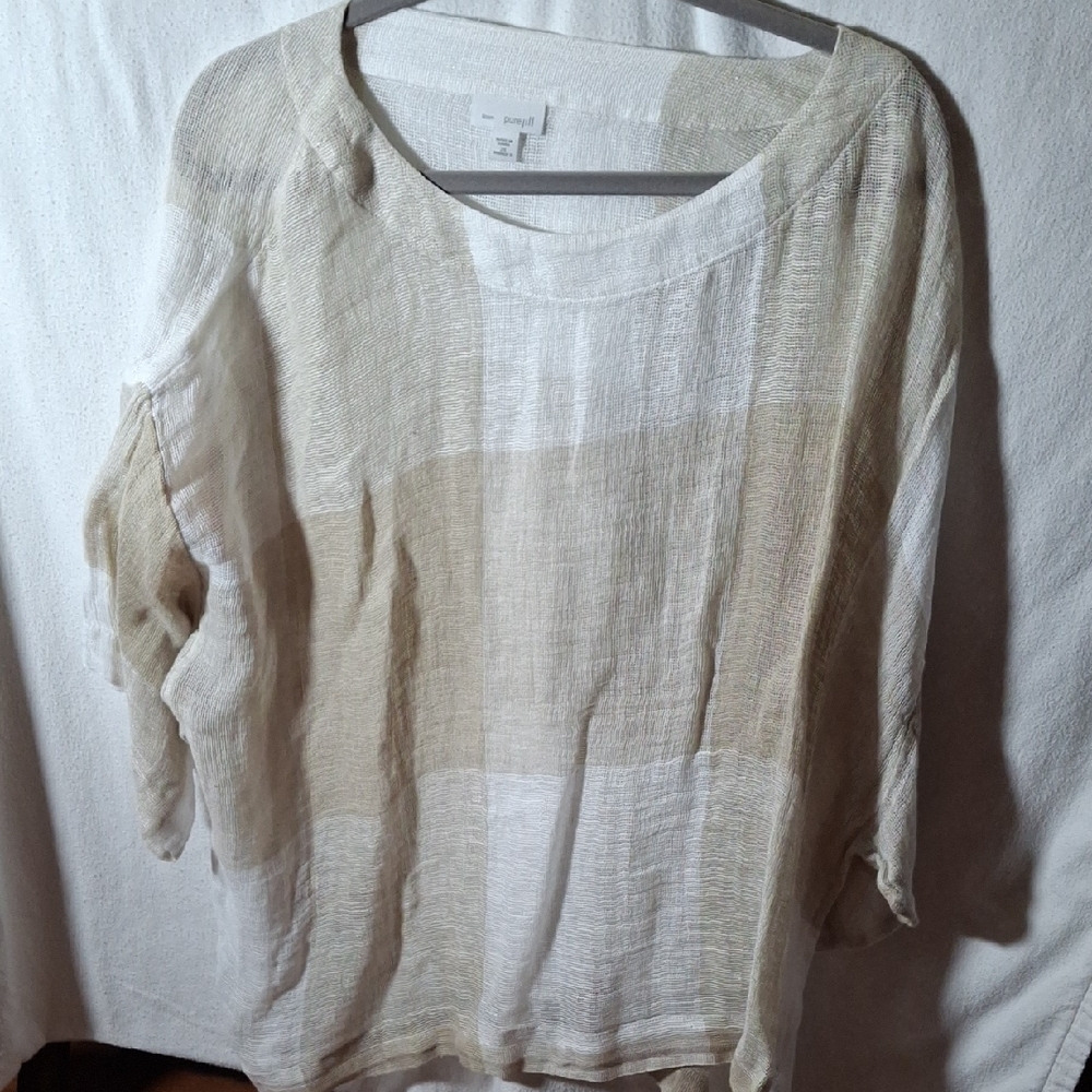 J. Jill White and Cream Relaxed Tunic Blouse (Can069)